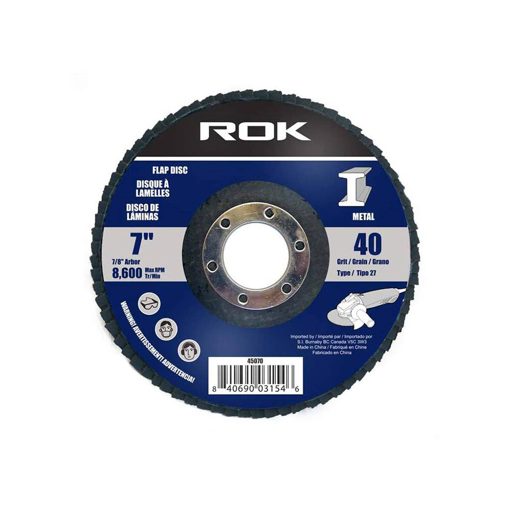 ROK 45070 7 Inch 40 Grit Flap Disc