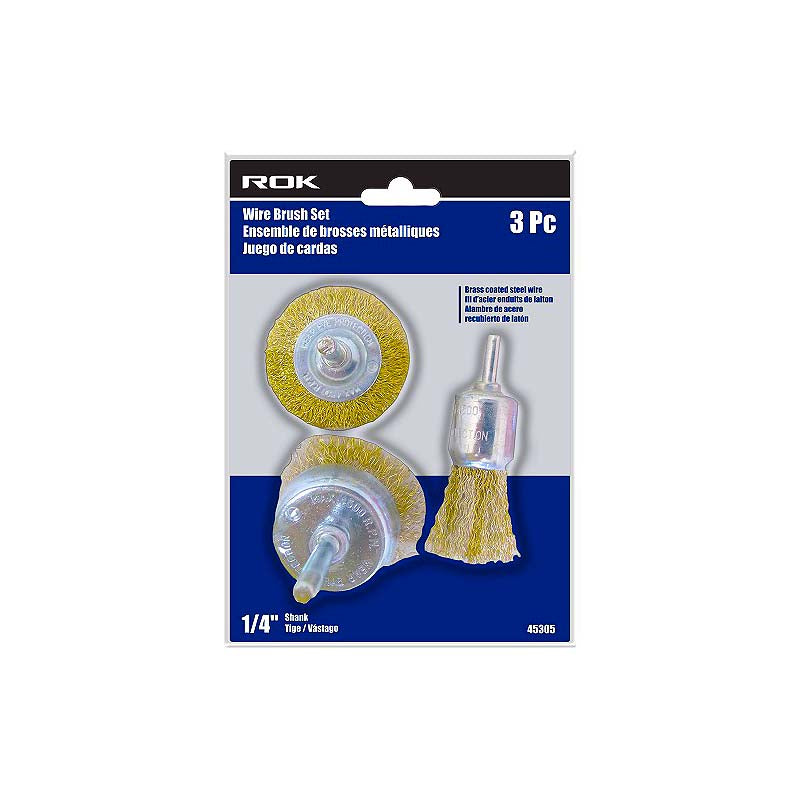 ROK 3pc Brass Wire Brush Set