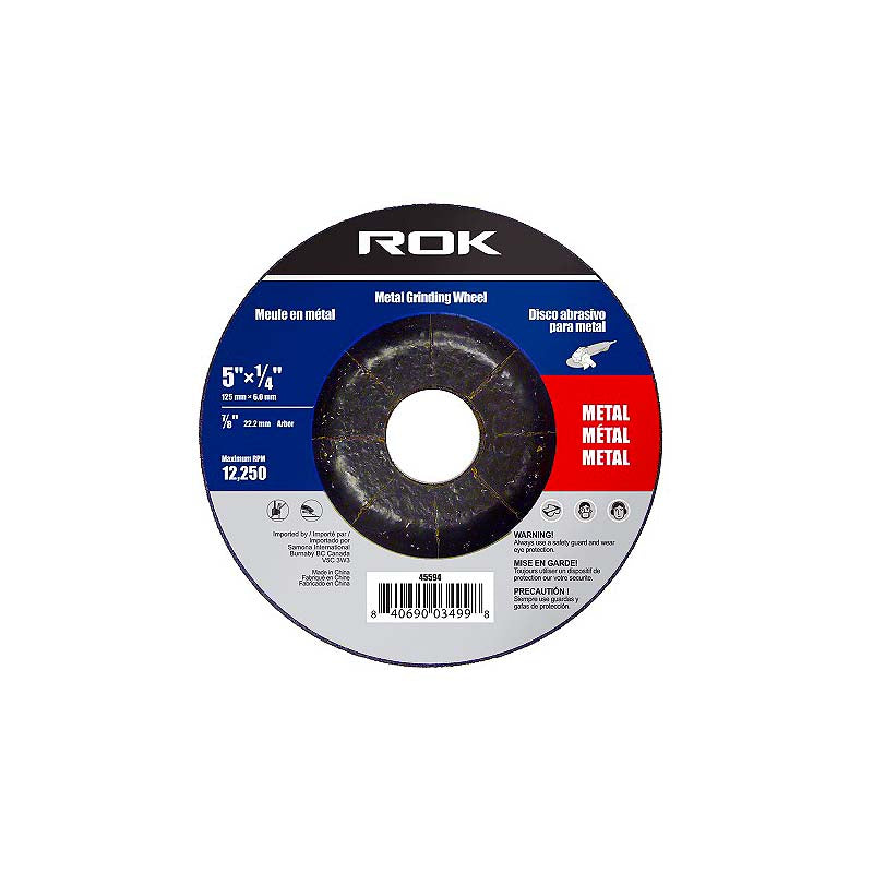 ROK 5in x 1/4in x 7/8in Grinding Wheel for Metal