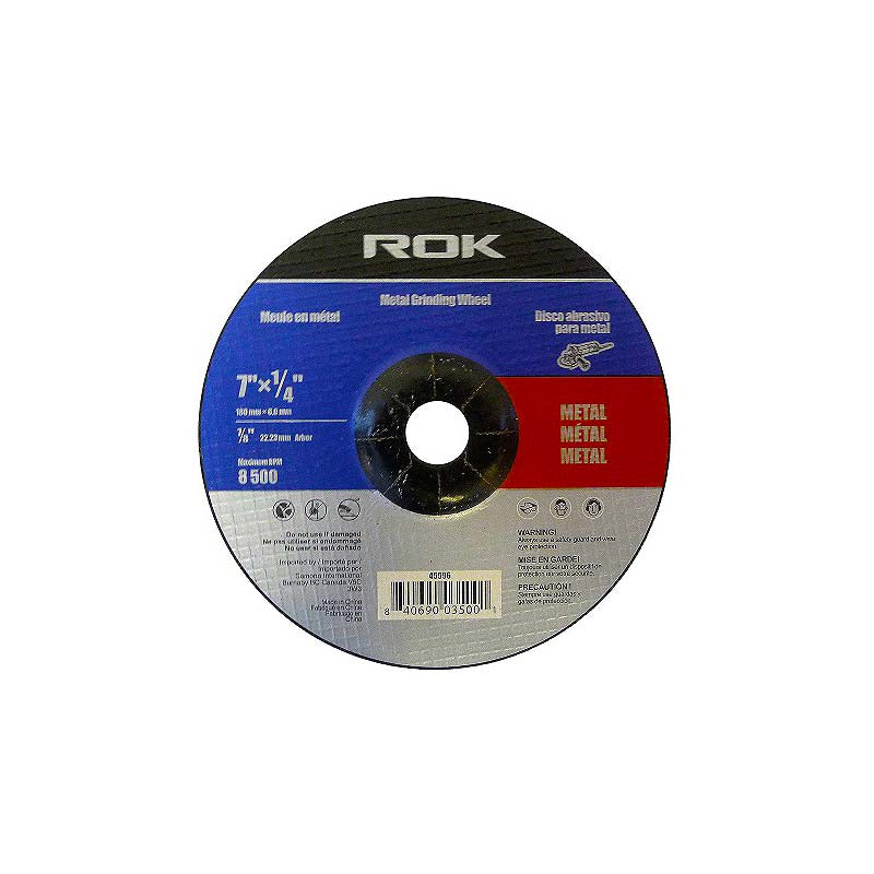 ROK 7in x 1/4in x 7/8in Grinding Wheel for Metal