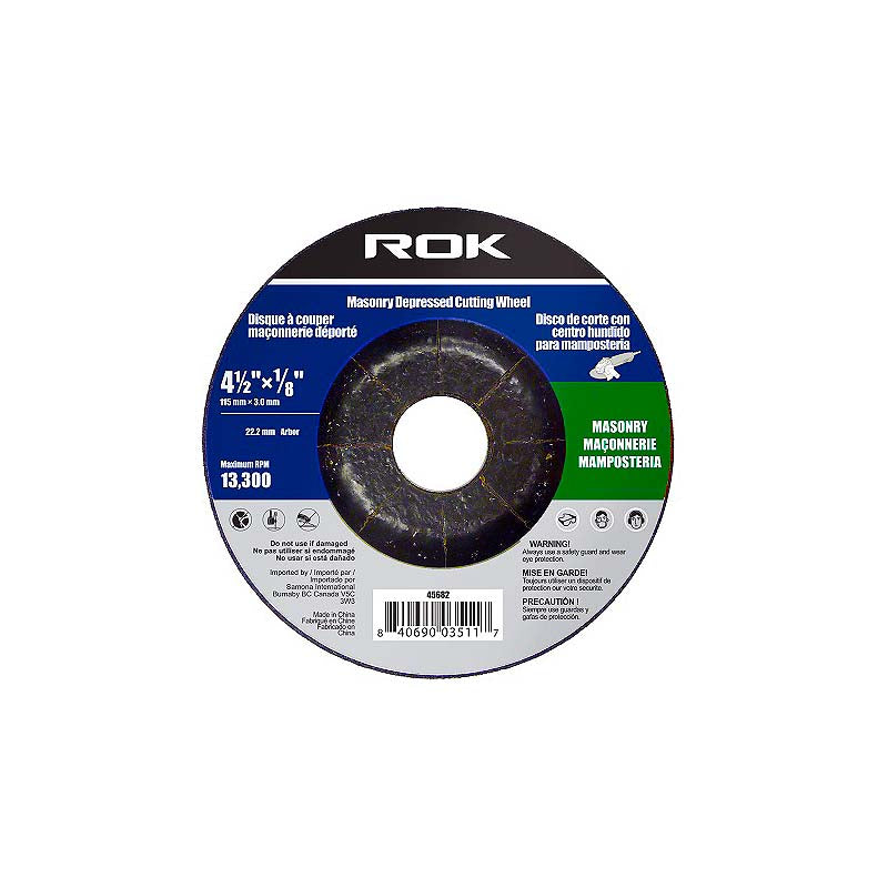 ROK 4-1/2in x 1/8in x 7/8in Depressed Cut-Off Wheel for Concrete Cutting