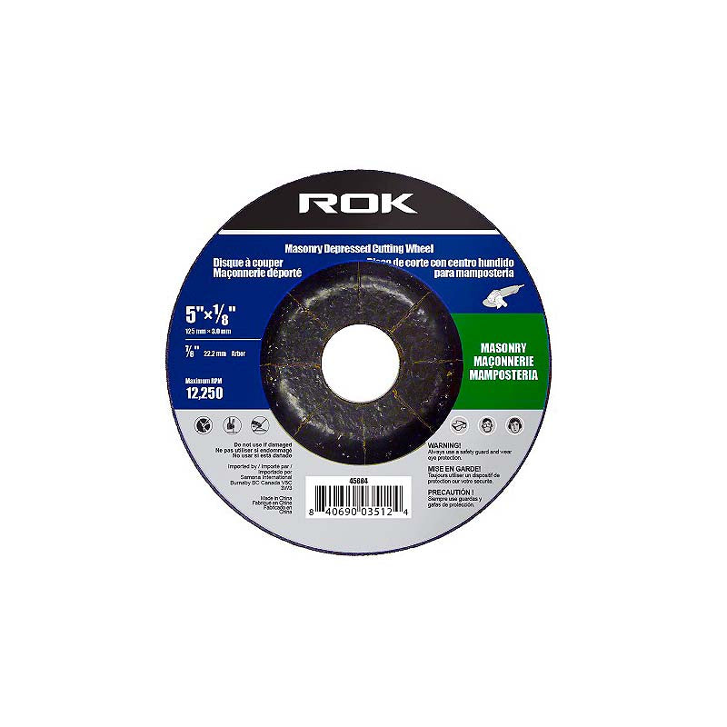 ROK 5in x 1/8in x 7/8in Depressed Cut-Off Wheel for Concrete Cutting