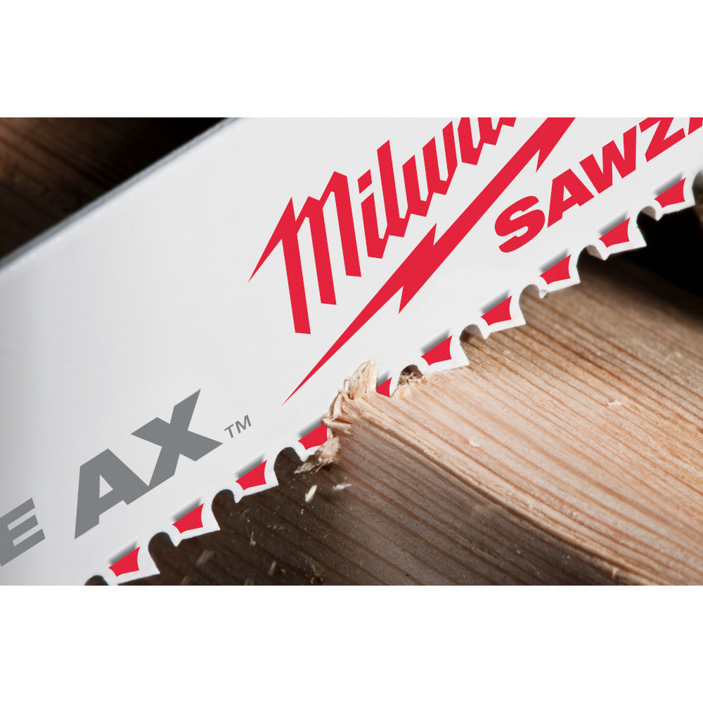 Milwaukee 48-00-8027 SAWZALL THE AX 12 inch 5 TPI Nail Embedded Wood Cutting Blades - 25pk