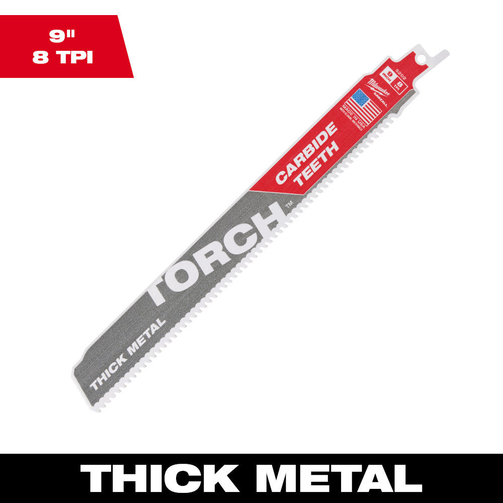 Milwaukee 48-00-5202 SAWZALL THE TORCH 9 inch 7 TPI Reciprocating Saw Metal Cutting Blade with Carbide Teeth