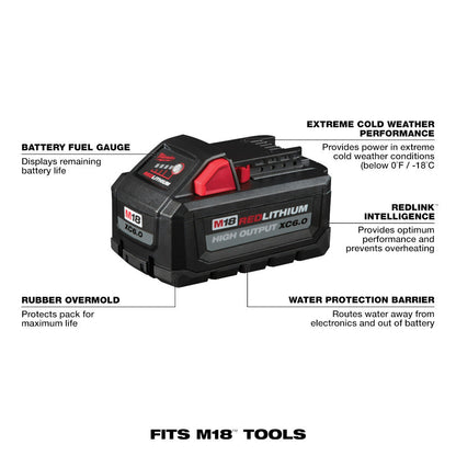 Milwaukee 48-11-1865 M18 REDLITHIUM HIGH OUTPUT XC 6.0 Ah Battery Pack