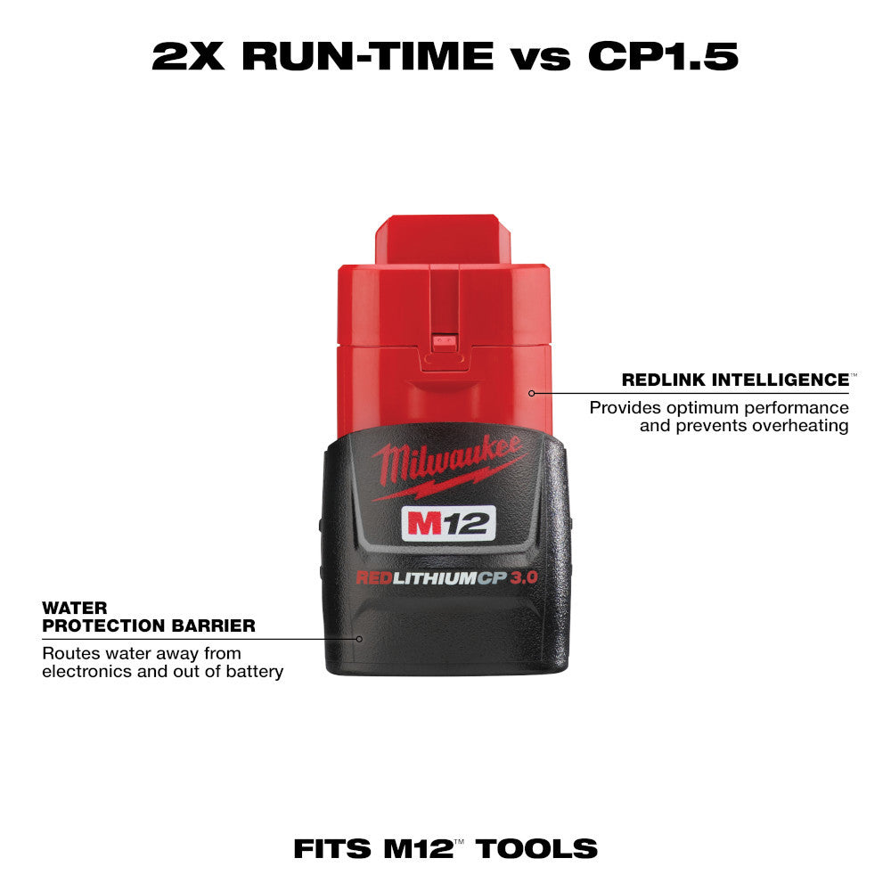 Milwaukee 48-11-2430 M12 REDLITHIUM Compact CP 3.0 Ah Battery Pack