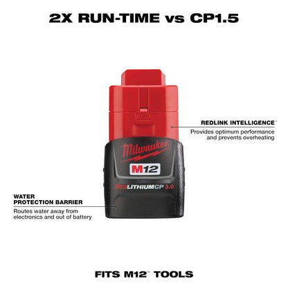 Milwaukee 48-11-2430 M12 REDLITHIUM Compact CP 3.0 Ah Battery Pack