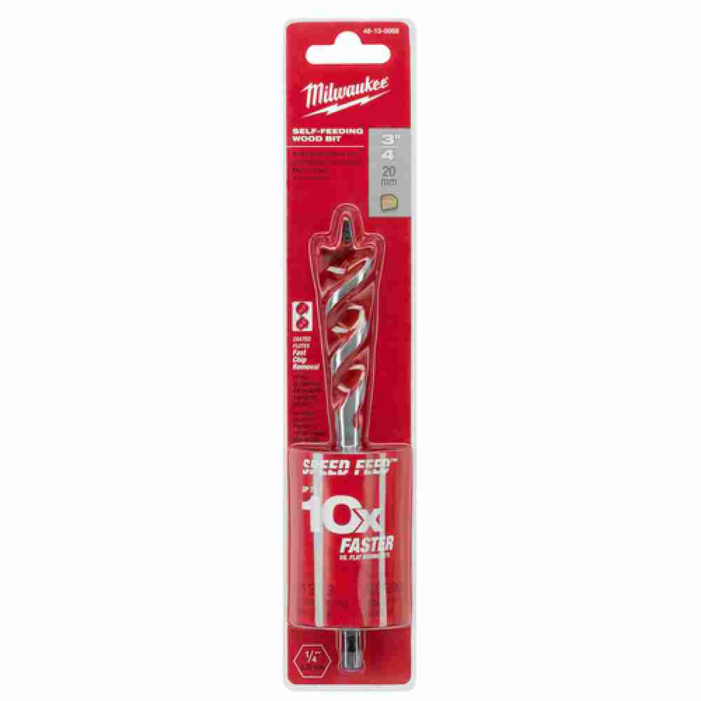 Milwaukee 48-13-0068 SPEED FEED 3/4 inch x 6 inch Self-Feeding Wood Bit showing in packaging