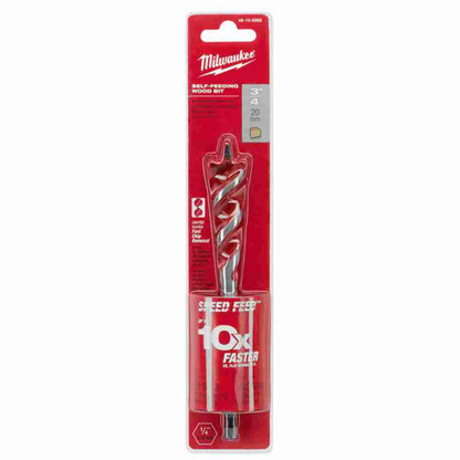 Milwaukee 48-13-0068 SPEED FEED 3/4 inch x 6 inch Self-Feeding Wood Bit showing in packaging