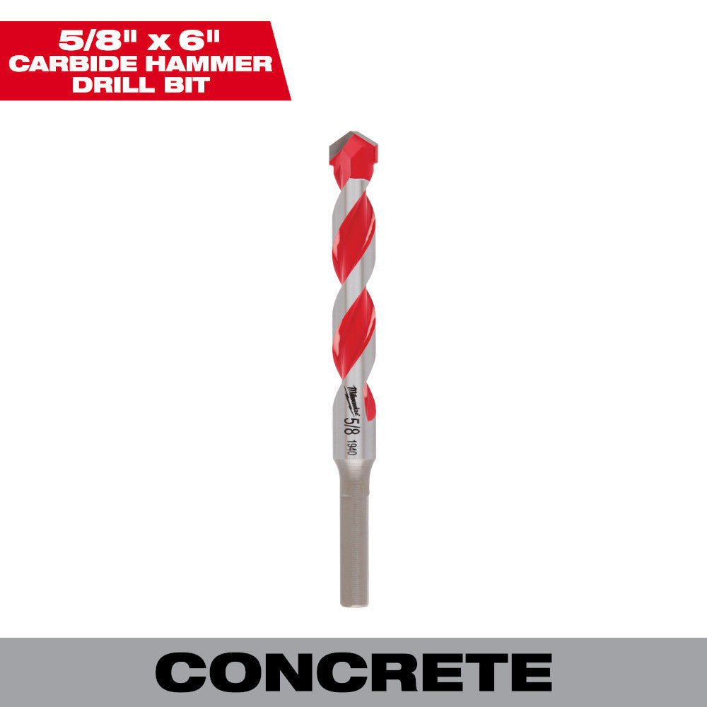Milwaukee 48-20-9040 SHOCKWAVE 5/8-inch x 4-inch x 6-inch Carbide Hammer Drill Bit