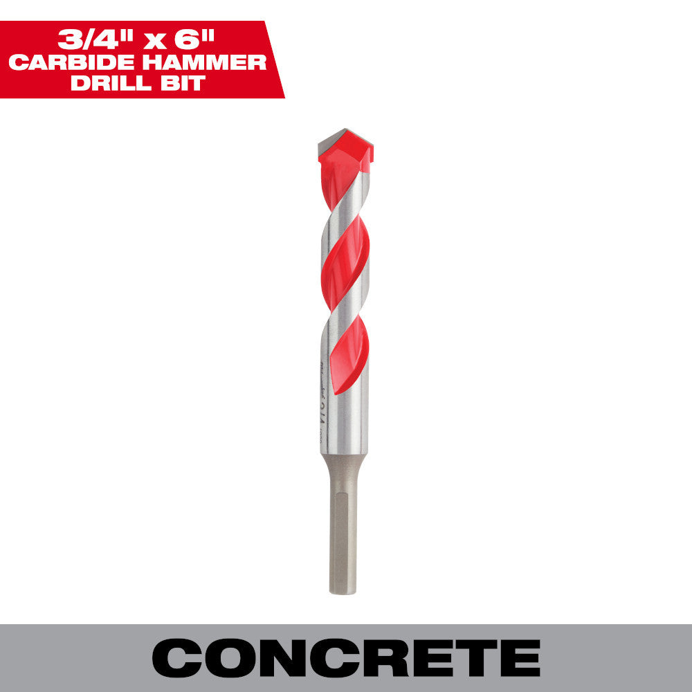 Milwaukee 48-20-9045 SHOCKWAVE 3/4-inch x 4-inch x 6-inch Carbide Hammer Drill Bit