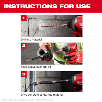 Milwaukee SHOCKWAVE 48-20-9097 7pc SHOCKWAVE Impact Duty Carbide Hammer Drill Bit Concrete Screw Install Set