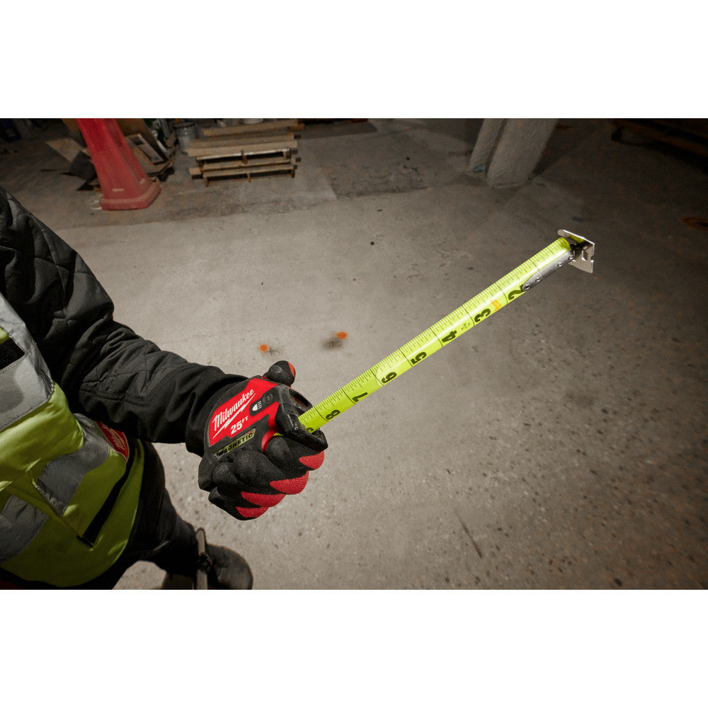 Milwaukee 48-22-0428 25 ft. Compact Wide Blade Magnetic Tape Measure with Rechargeable 100L Light