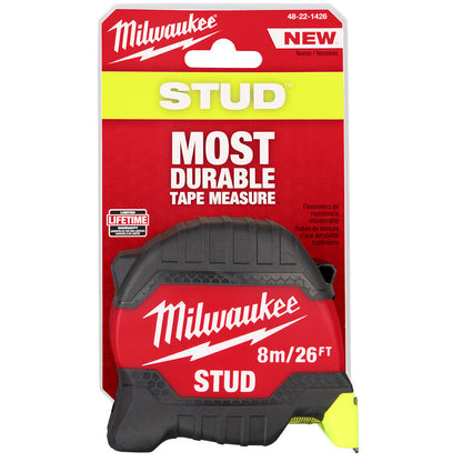 Milwaukee MF48-22-1426 26ft/8m Stud Tape Measure showing tape measure in packaging