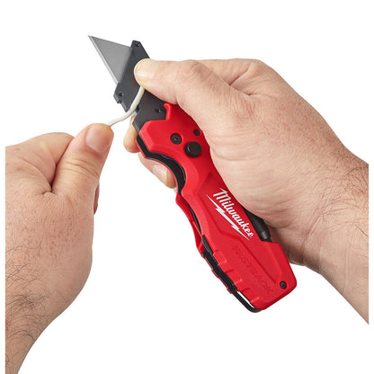 Milwaukee 48-22-1505 FASTBACK 6-In-1 Folding Utility Knife showing usability of the wire striper
