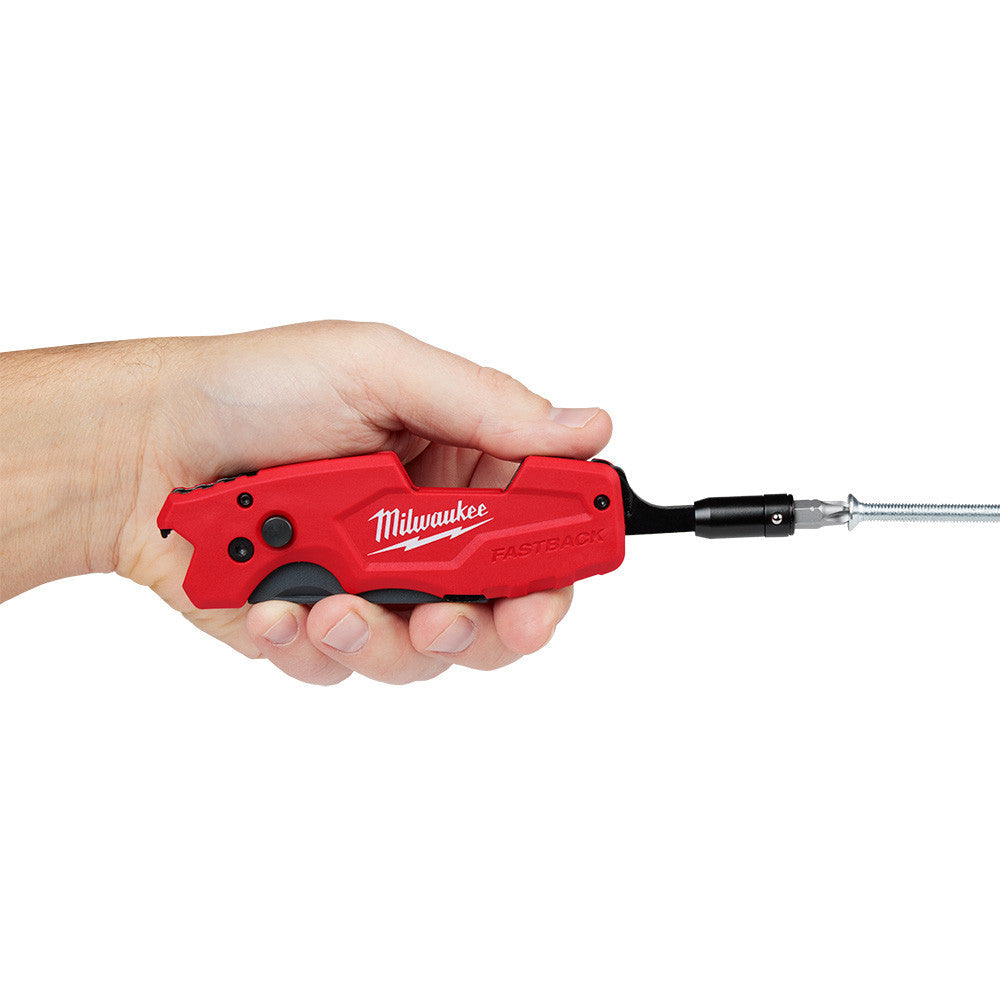 Milwaukee 48-22-1505 FASTBACK 6-In-1 Folding Utility Knife showing usability of the screwdriver