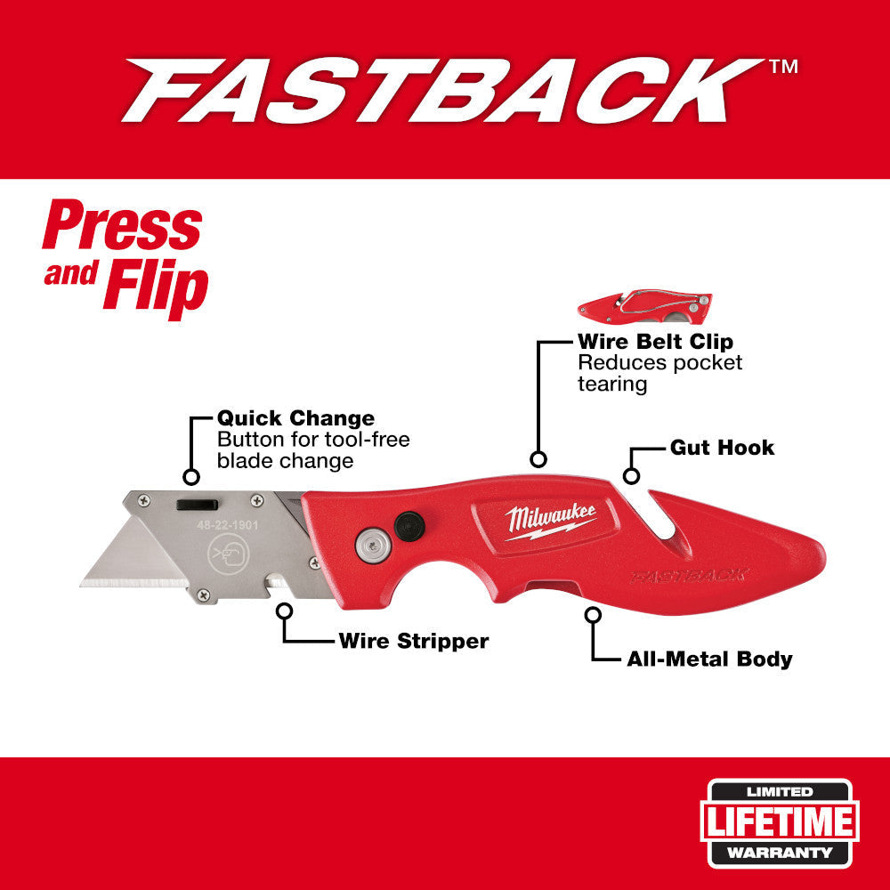 Milwaukee 48-22-1901 FASTBACK Compact Flip Folding Utility Knife