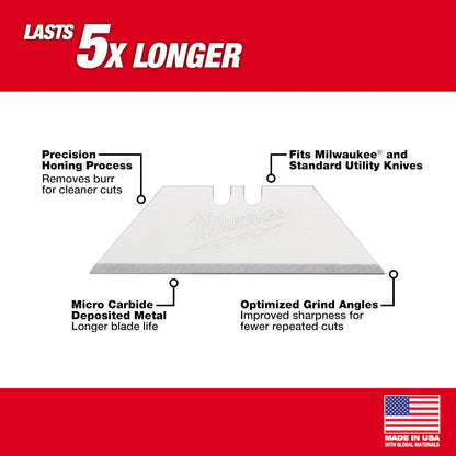 Milwaukee 48-22-1905 General Purpose Utility Knife Blades - 5pk showing features of the blades