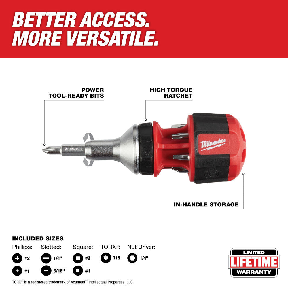 Milwaukee 48-22-2330 8-in-1 Compact Ratcheting Multi-Bit Driver