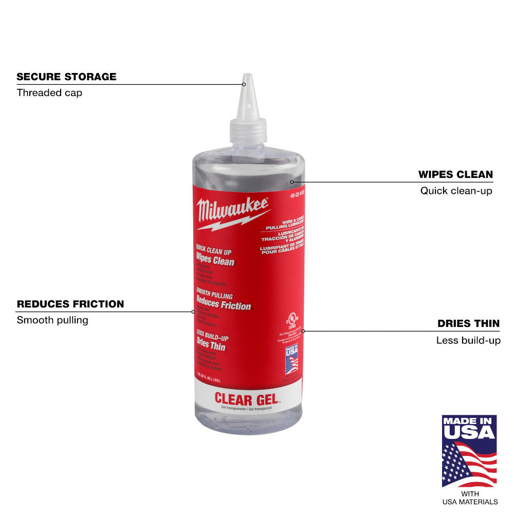 Milwaukee 48-22-4135 1 qt. Wire  and Cable Pulling Clear Gel Lubricant