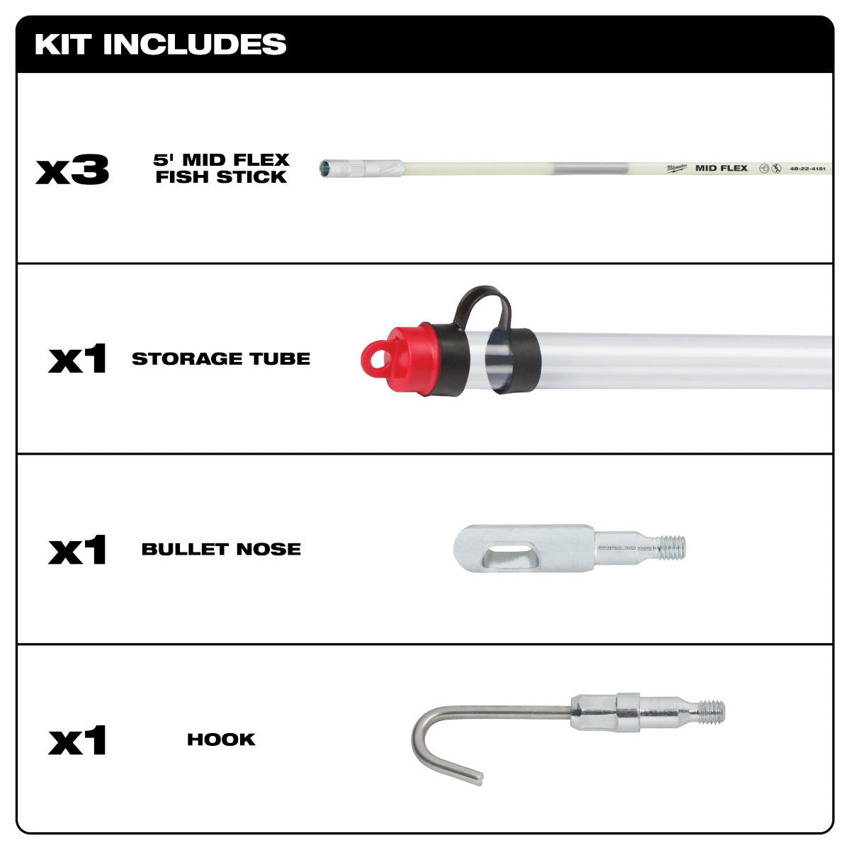 Milwaukee 48-22-4152 15 ft. Mid Flex Fish Stick Kit