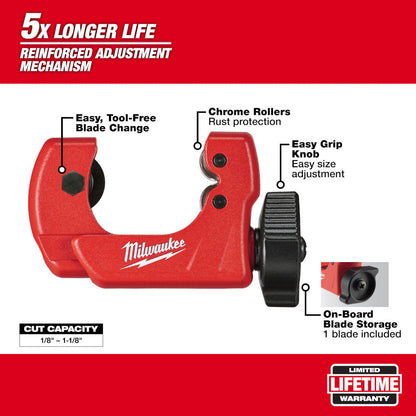 Milkwaukee 48-22-4251 1 inch Mini Copper Tubing Cutter cutting copper pipe