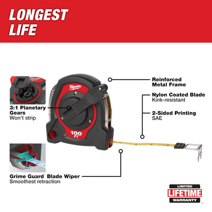 Milwaukee 48-22-5101 100 ft. Closed Reel Long Tape Measure