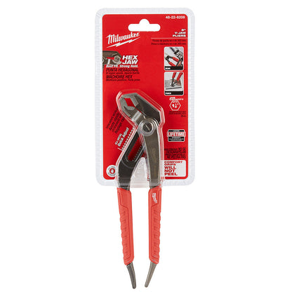 Milwaukee 48-22-6208 8 inch Comfort Grip V-Jaw Pliers showing pliers in packaging