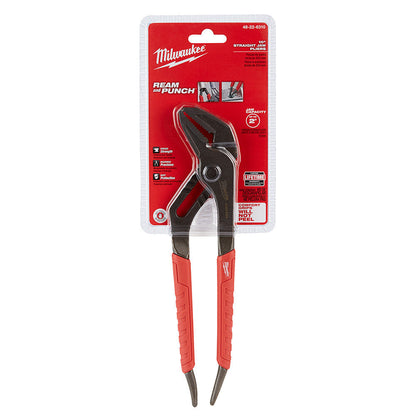 Milwaukee 48-22-6310 10 inch Comfort Grip Straight-Jaw Pliers showing pliers in packaging