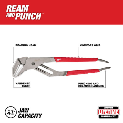 Milwaukee 48-22-6316 16 inch Comfort Grip Straight-Jaw Pliers showing features of the pliers