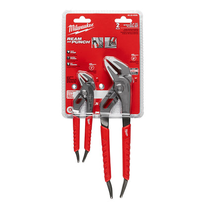 Milwaukee 48-22-6330 2pc 6 inch & 10 inch Comfort Grip Straight-Jaw Pliers Set showing pliers in packaging