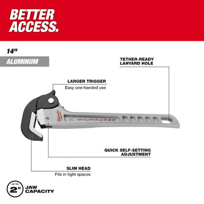 Milwaukee 48-22-7414 14 Inch Aluminum Self-Adjusting Pipe Wrench