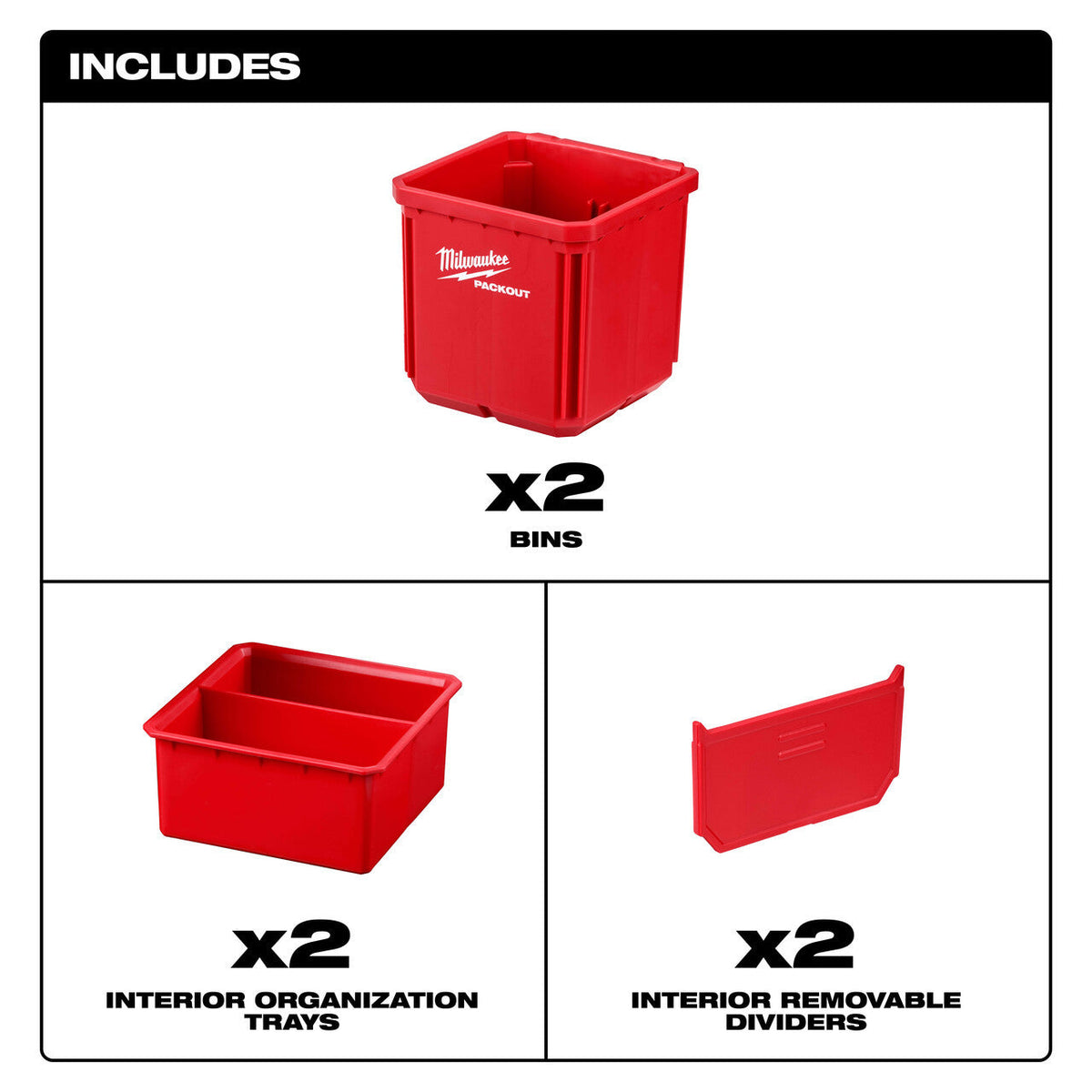 Milwaukee 48-22-8062 2pc Bin Set for PACKOUT Storage