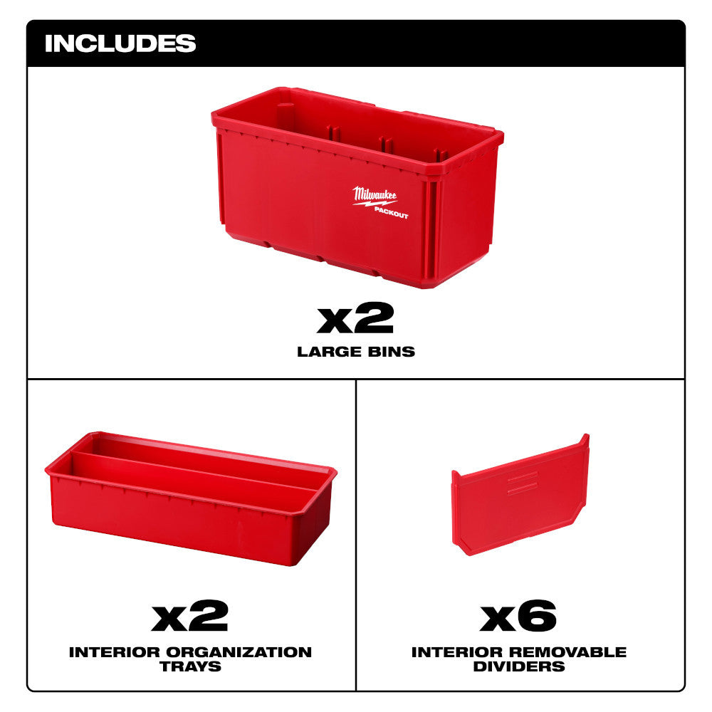 Milwaukee 48-22-8063 2pc Large Bin Set for PACKOUT Storage