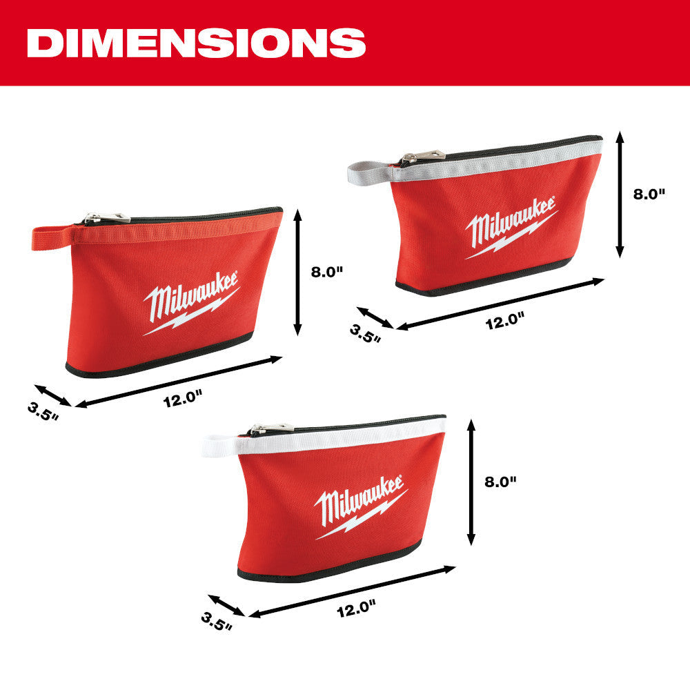 Milwaukee 48-22-8193 3 piece 12 inch Zipper Pouch Set