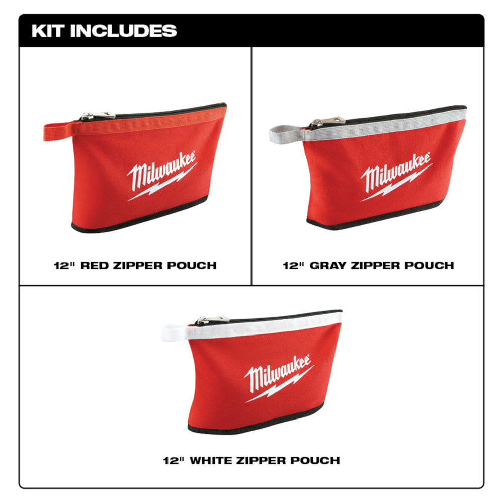Milwaukee 48-22-8193 3 piece 12 inch Zipper Pouch Set