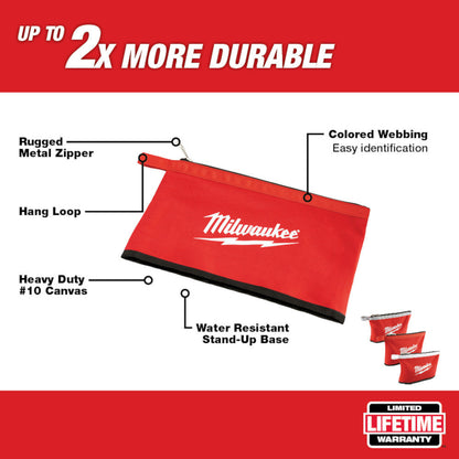 Milwaukee 48-22-8193 3 piece 12 inch Zipper Pouch Set
