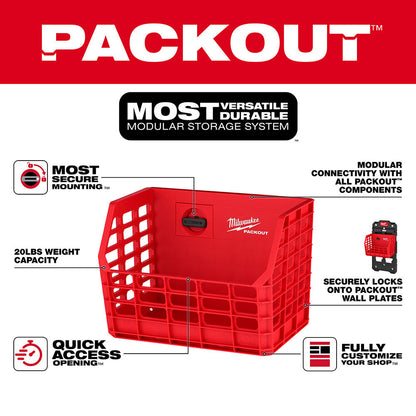 Milwaukee 48-22-8342 PACKOUT Compact Wall Basket showing features of the basket