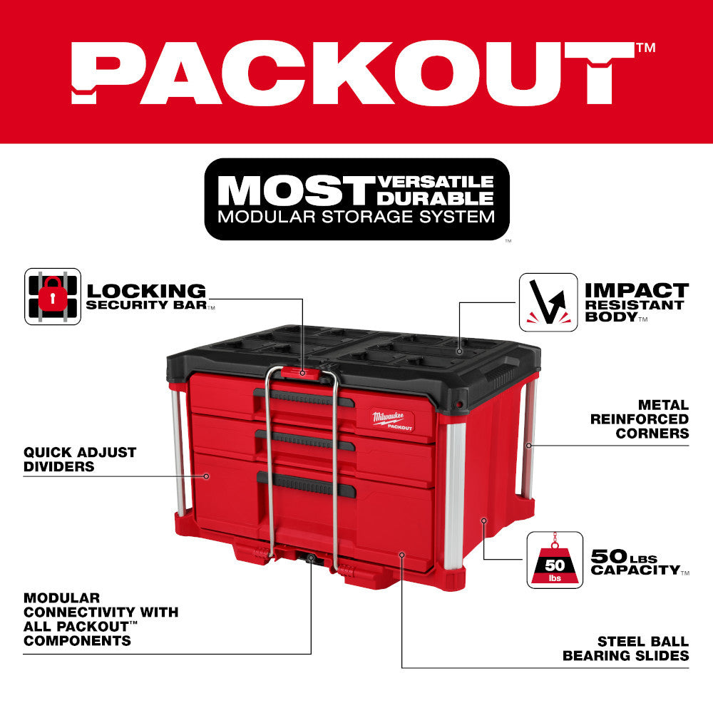 Milwaukee 48-22-8447 PACKOUT Multi-Depth 4-Drawer Tool Box