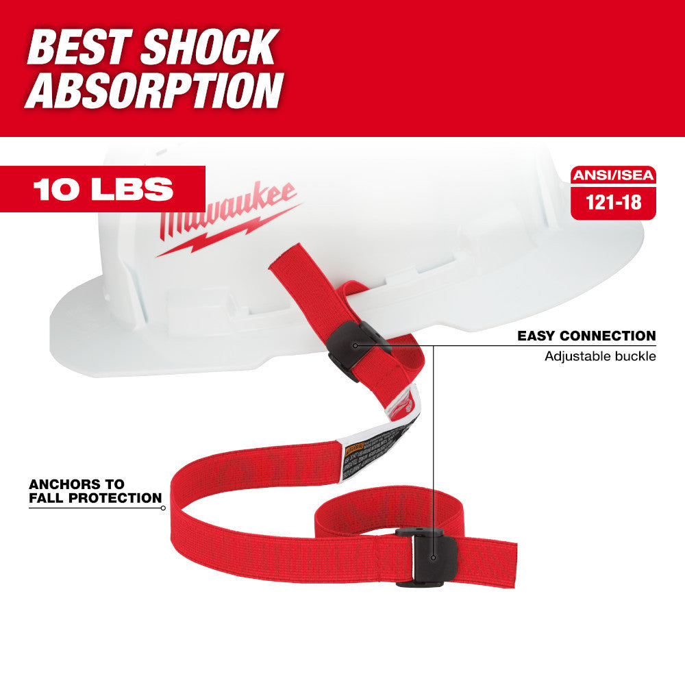 Milwaukee 48-22-8801 Hard Hat Lanyard with Loop attached to hard hat