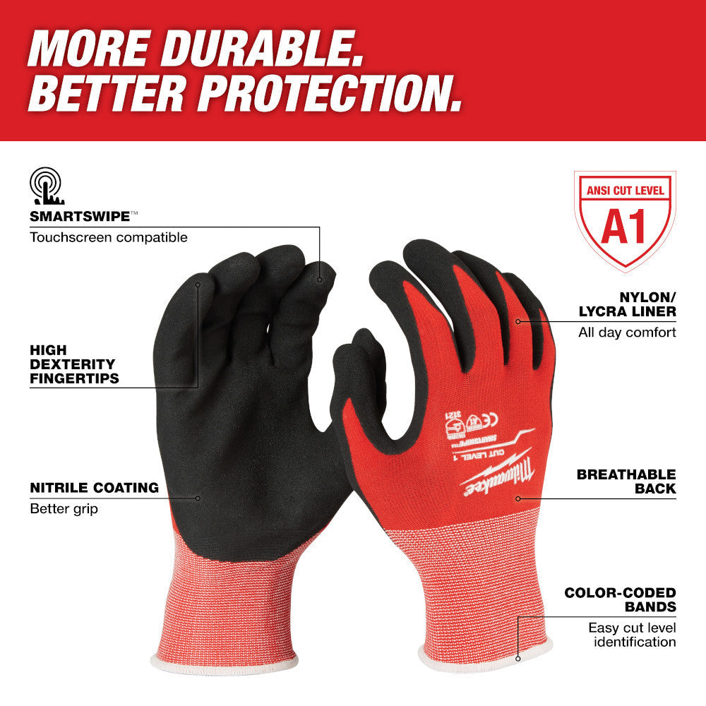 Milwaukee Cut Level 1 Nitrile Dipped Gloves - Alternate view 3