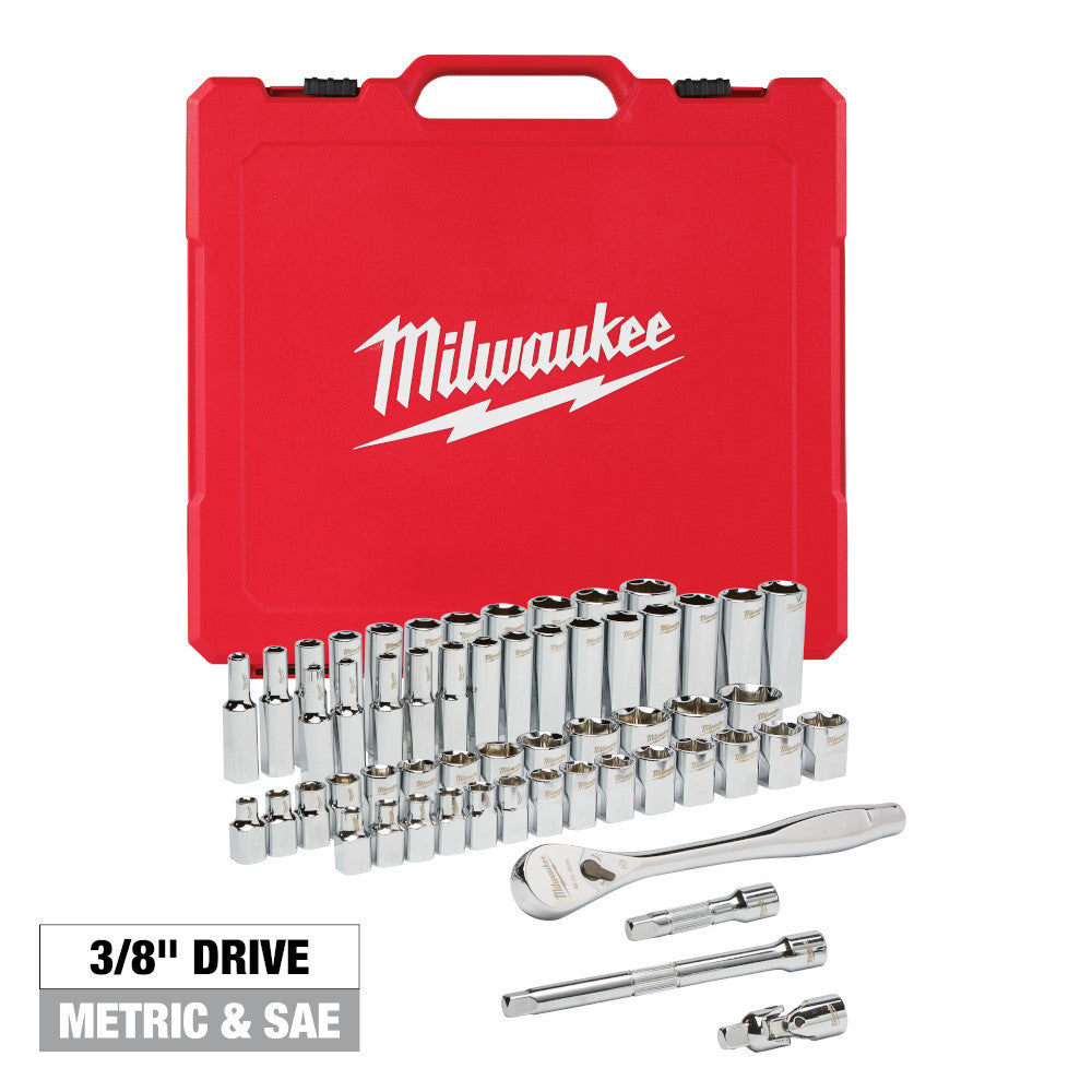 Milwaukee 48-22-9008 56pc Metric  and SAE 3/8-inch Drive Ratchet  and Socket Set