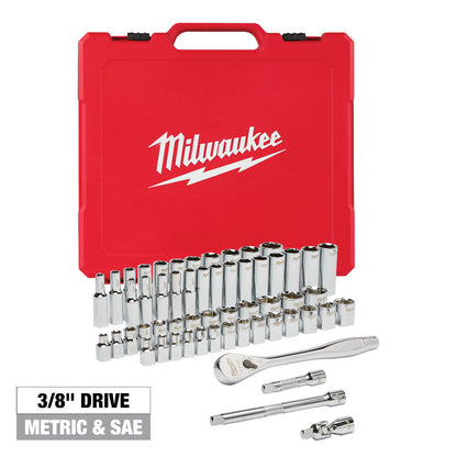 Milwaukee 48-22-9008 56pc Metric  and SAE 3/8-inch Drive Ratchet  and Socket Set