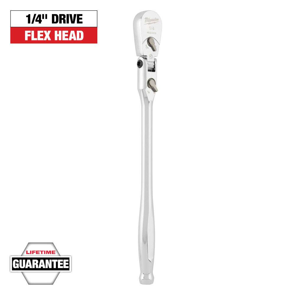 Milwaukee 1/4in Drive 9in Flex Head Extended Ratchet