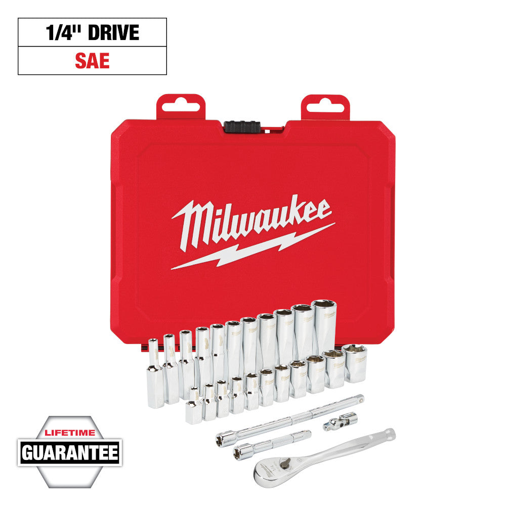 Milwaukee 26pc 1/4in Drive SAE Ratchet & Socket Set