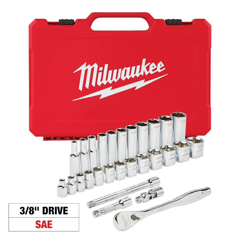 Milwaukee 48-22-9408 28pc SAE 3/8-inch Drive Ratchet  and Socket Set