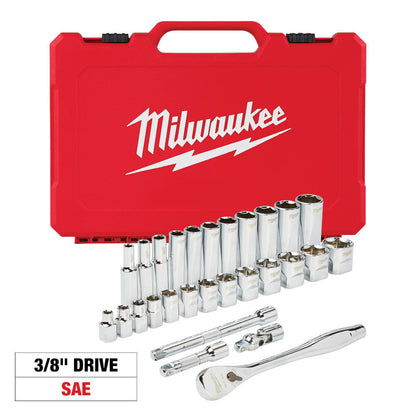 Milwaukee 48-22-9408 28pc SAE 3/8-inch Drive Ratchet  and Socket Set