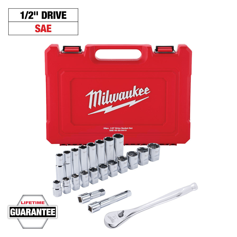 Milwaukee 22pc 1/2in Drive SAE Ratchet & Socket Set