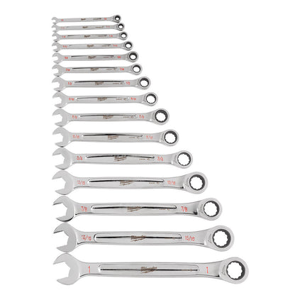 Milwaukee 48-22-9416 15pc SAE Ratcheting Combination Wrench Set