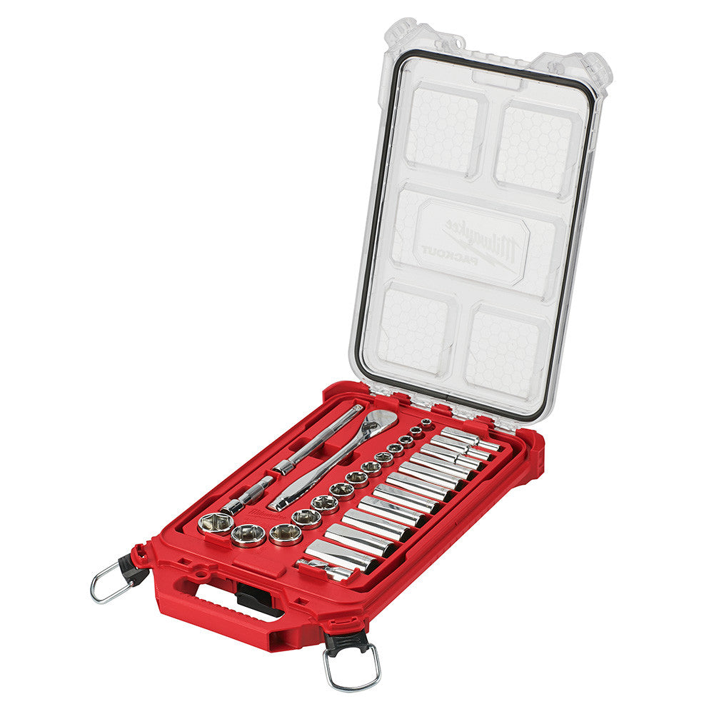 Milwaukee 48-22-9481 28pc SAE 3/8-inch Drive Ratchet  and Socket Set with PACKOUT Low-Profile Compact Organizer